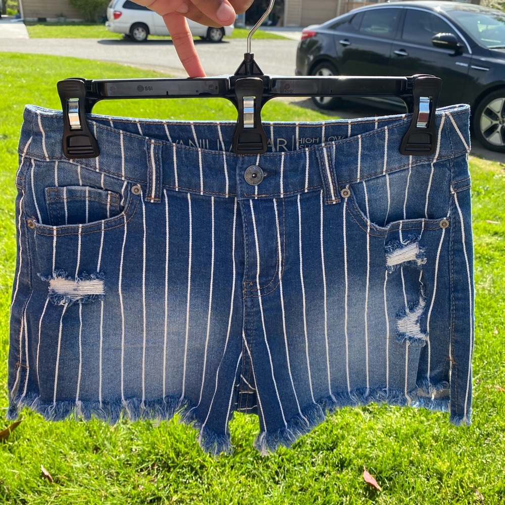 Blue Jean Shorts w/ White Stripes